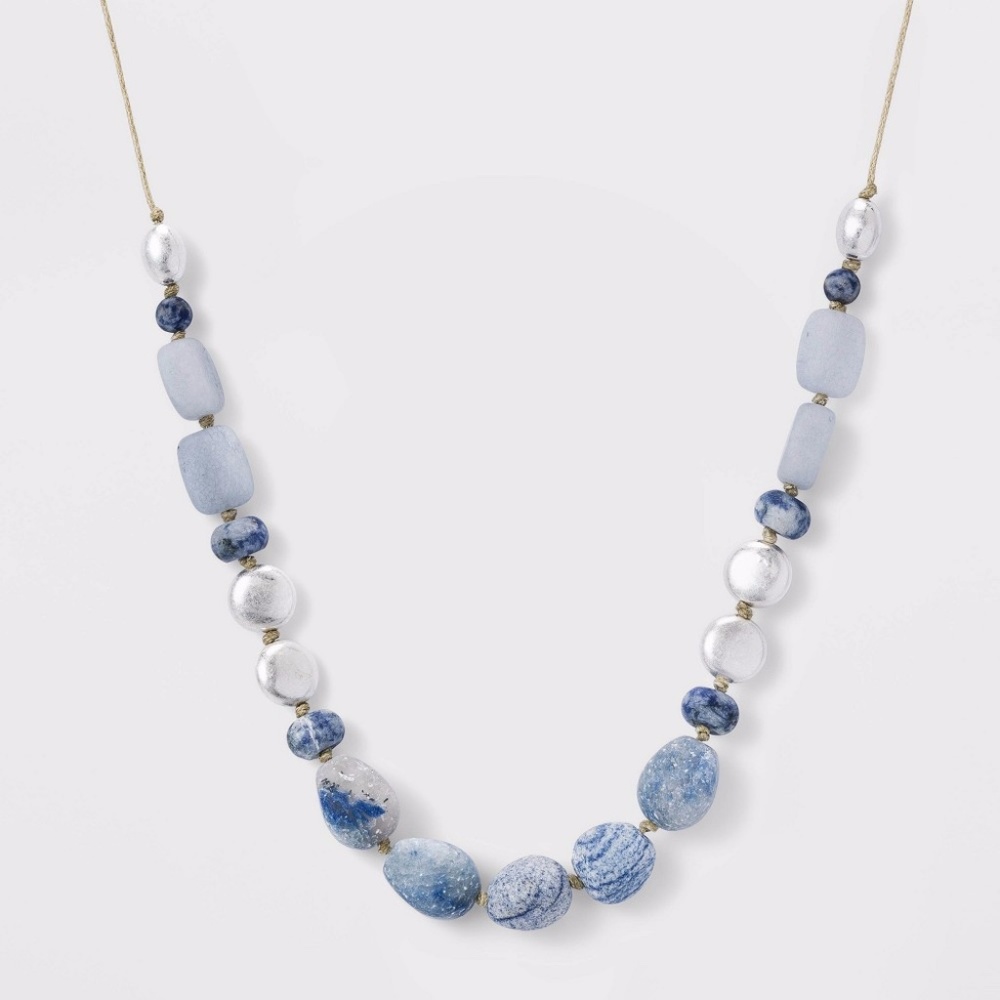 Semi-Precious Angelite and Aventurine  Necklace